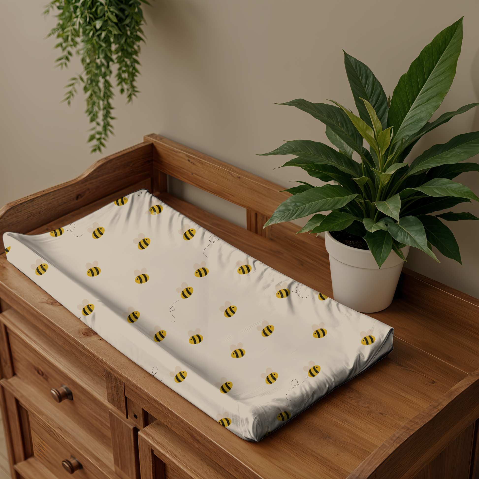 Soft Honey Bee Baby Changing Pad Cover