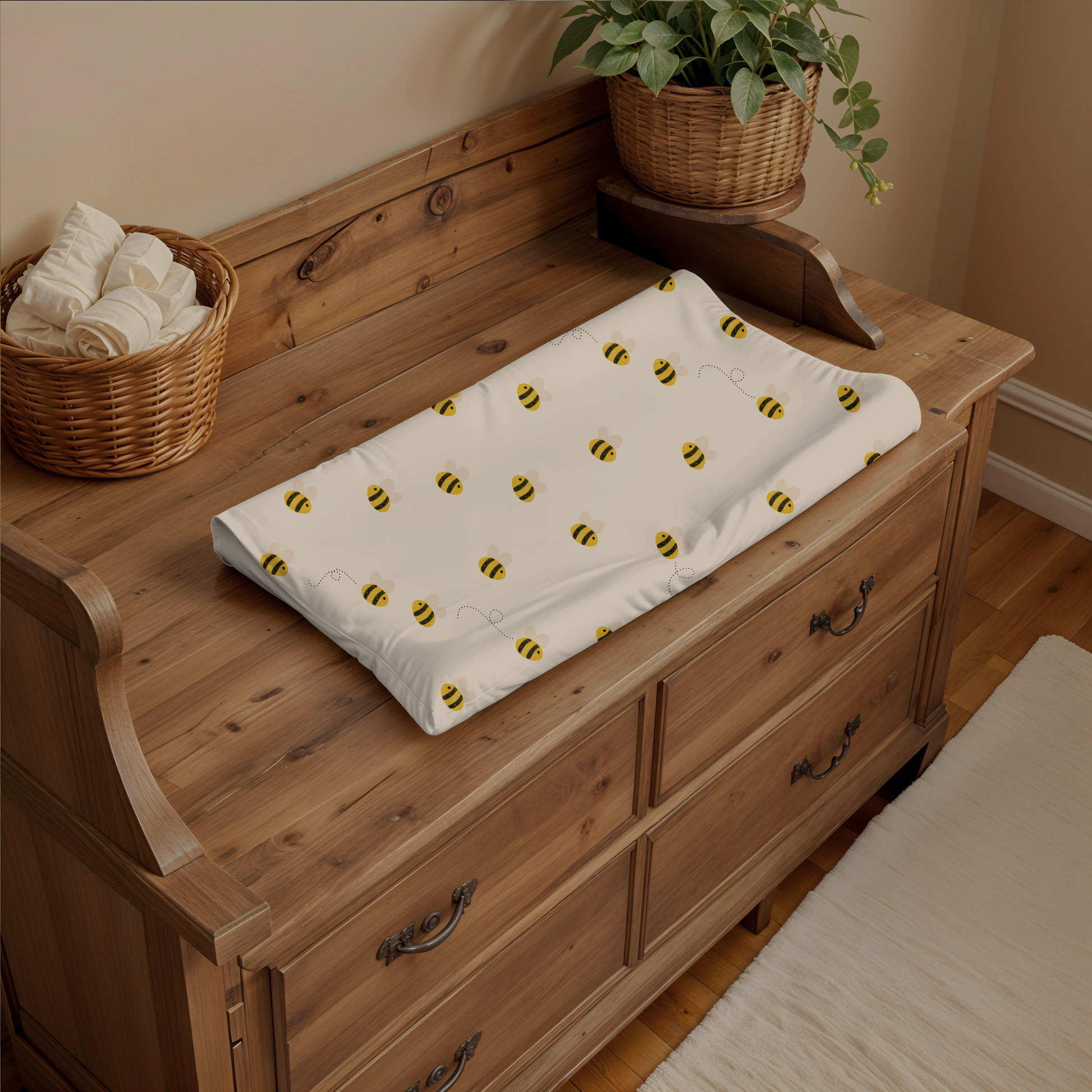 Soft Honey Bee Baby Changing Pad Cover