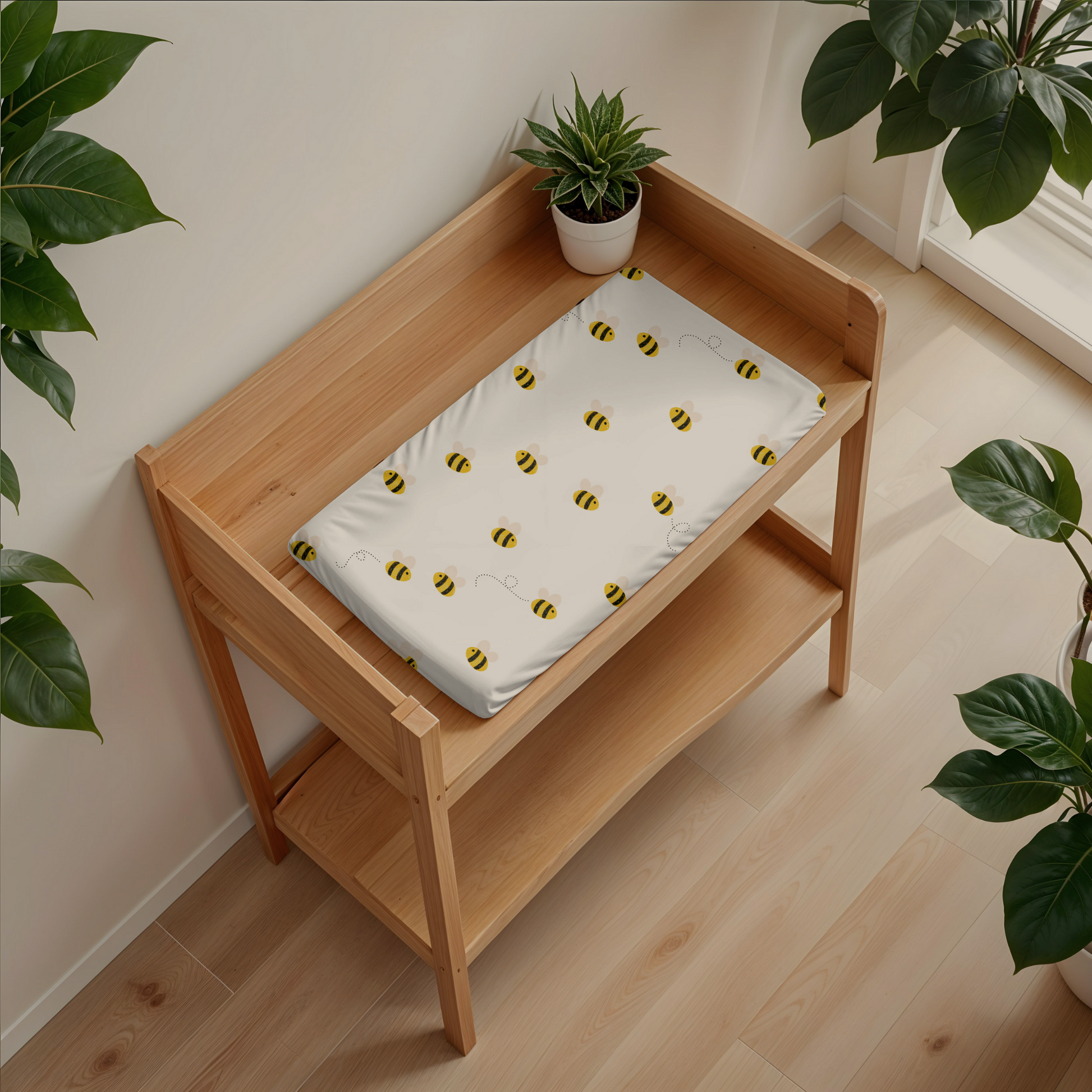 Soft Honey Bee Baby Changing Pad Cover