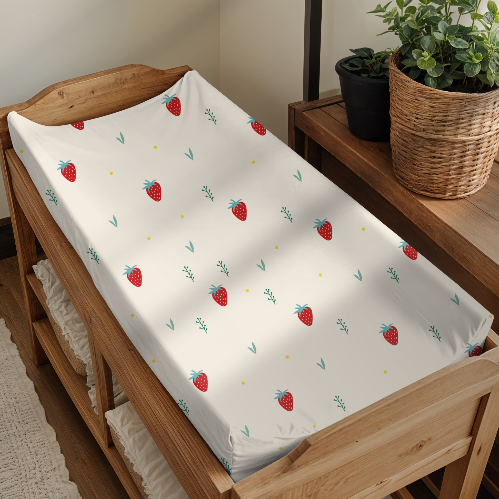 Soft Strawberry Baby Changing Pad Cover