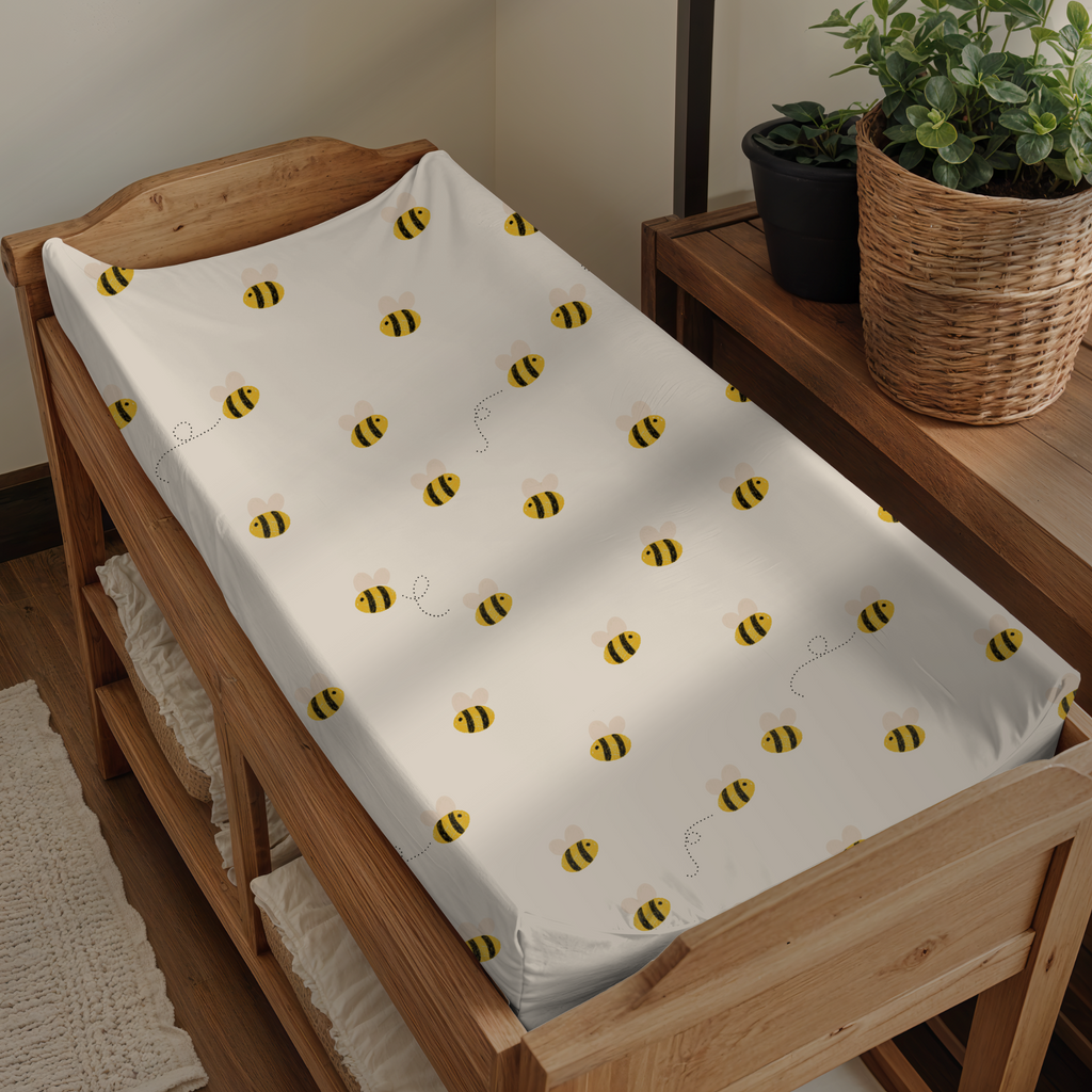 Soft Honey Bee Baby Changing Pad Cover