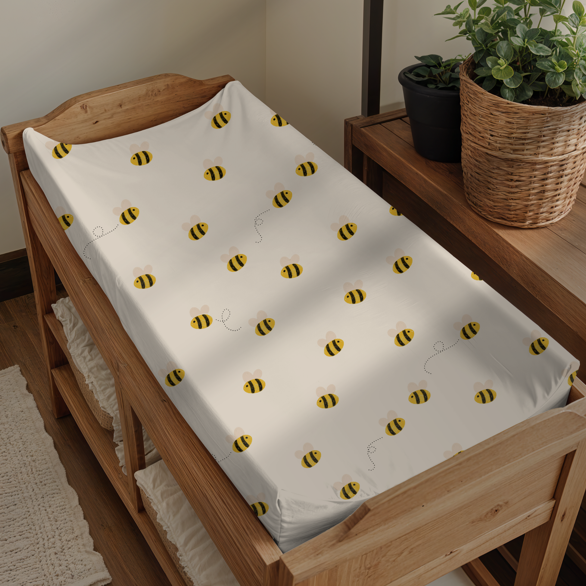 Soft Honey Bee Baby Changing Pad Cover