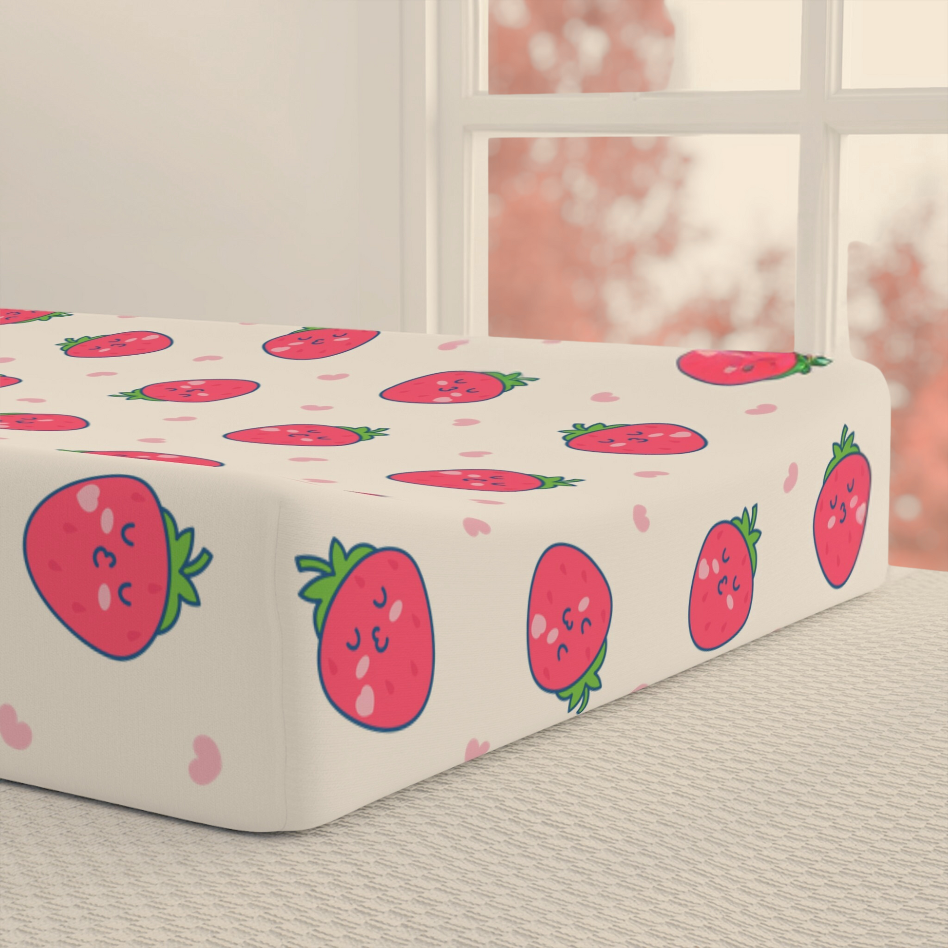 Cute Strawberry Changing Pad Cover