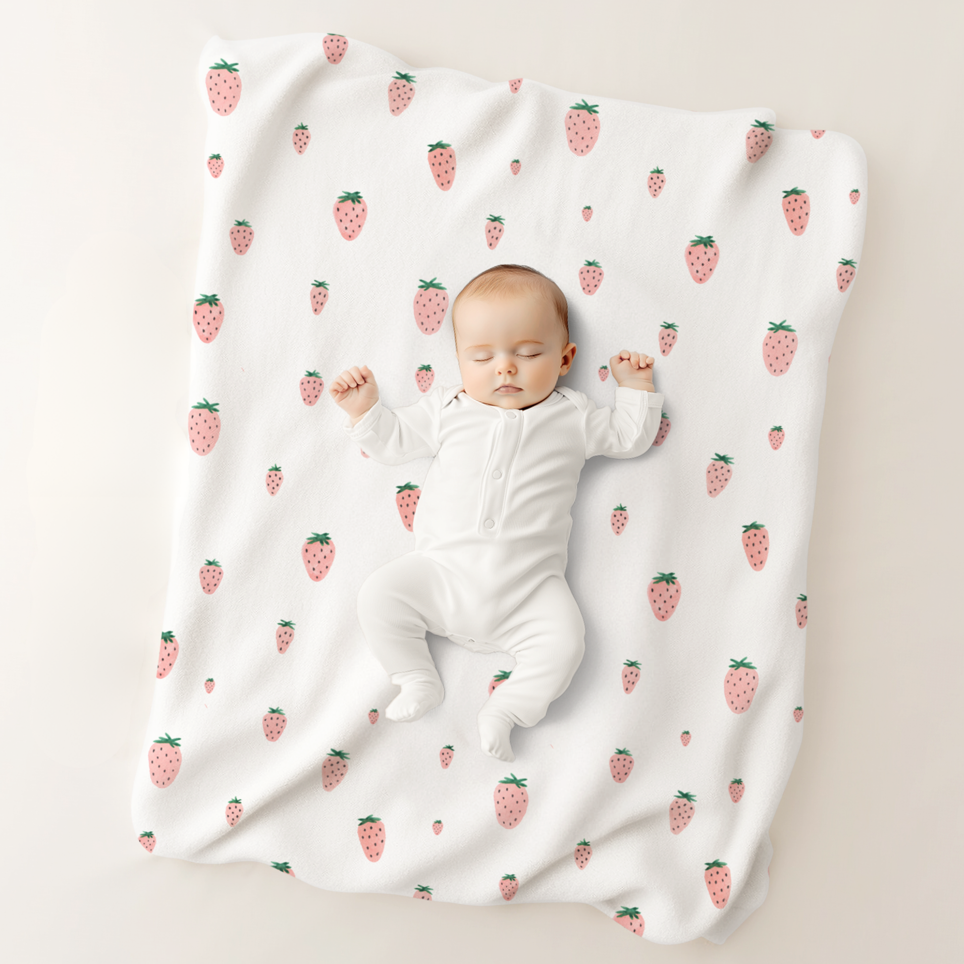 Sweet Strawberry Soft Fleece Baby Blanket