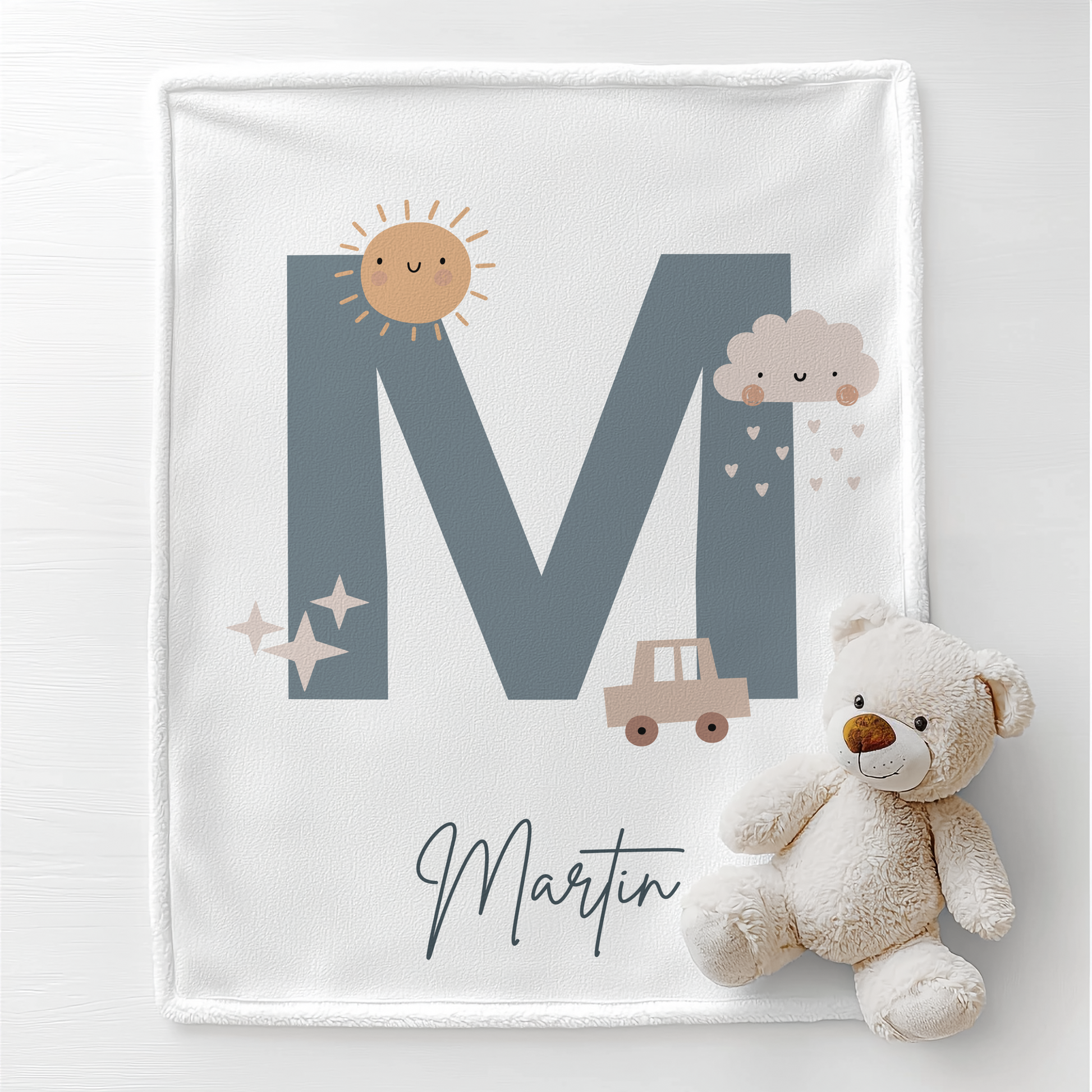 Personalized Blue Striped Baby Blanket