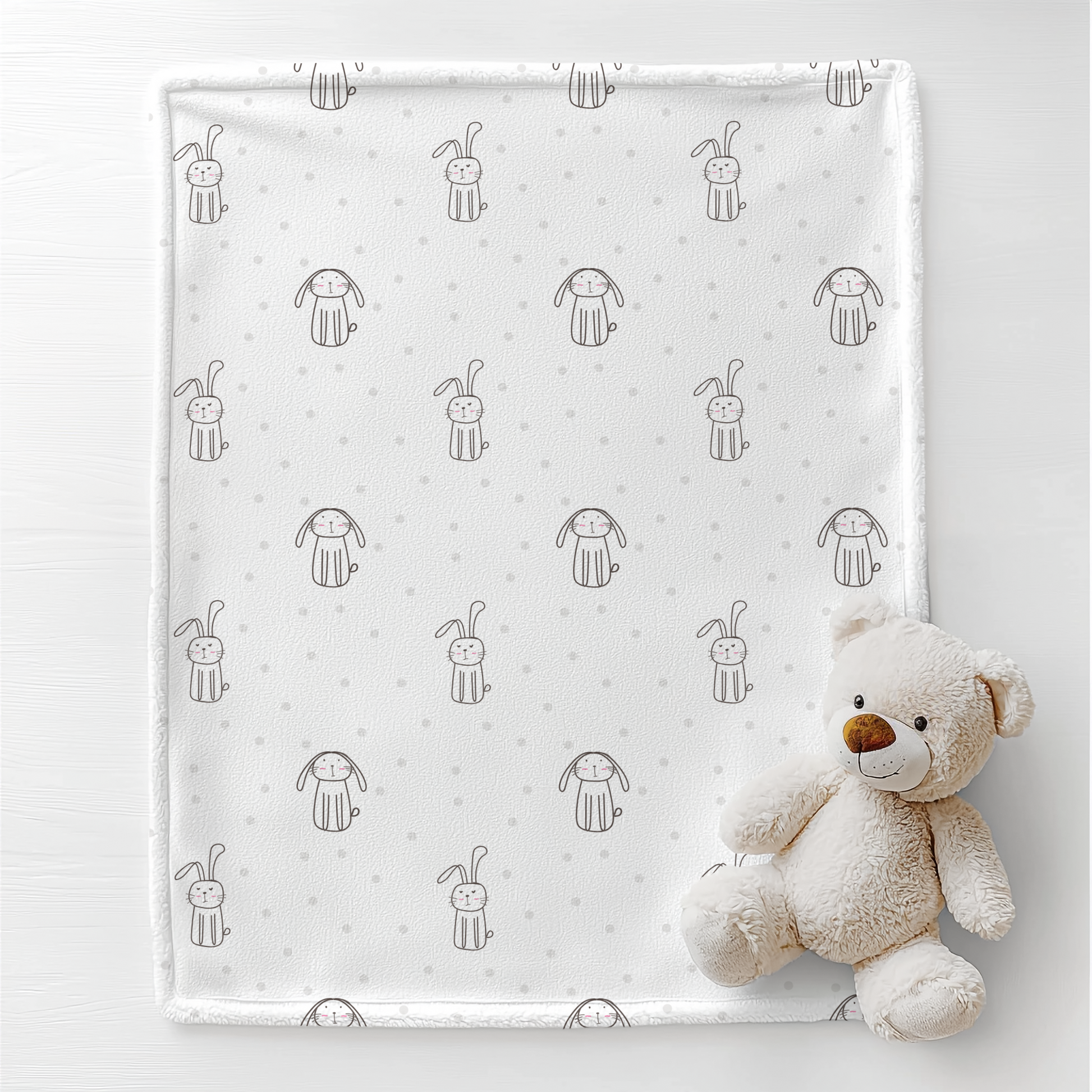 Minimal Bunny Baby Blanket