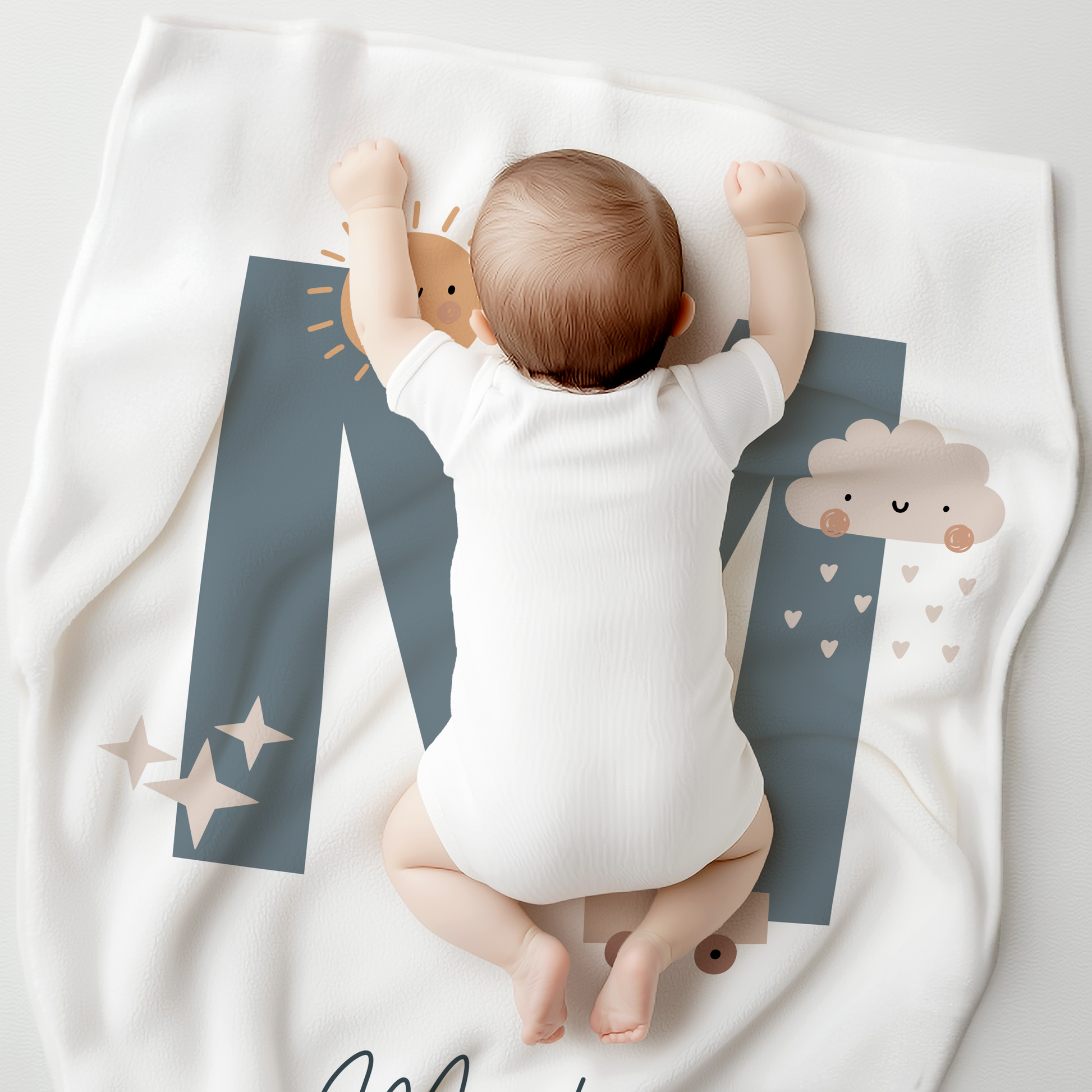 Personalized Blue Striped Baby Blanket