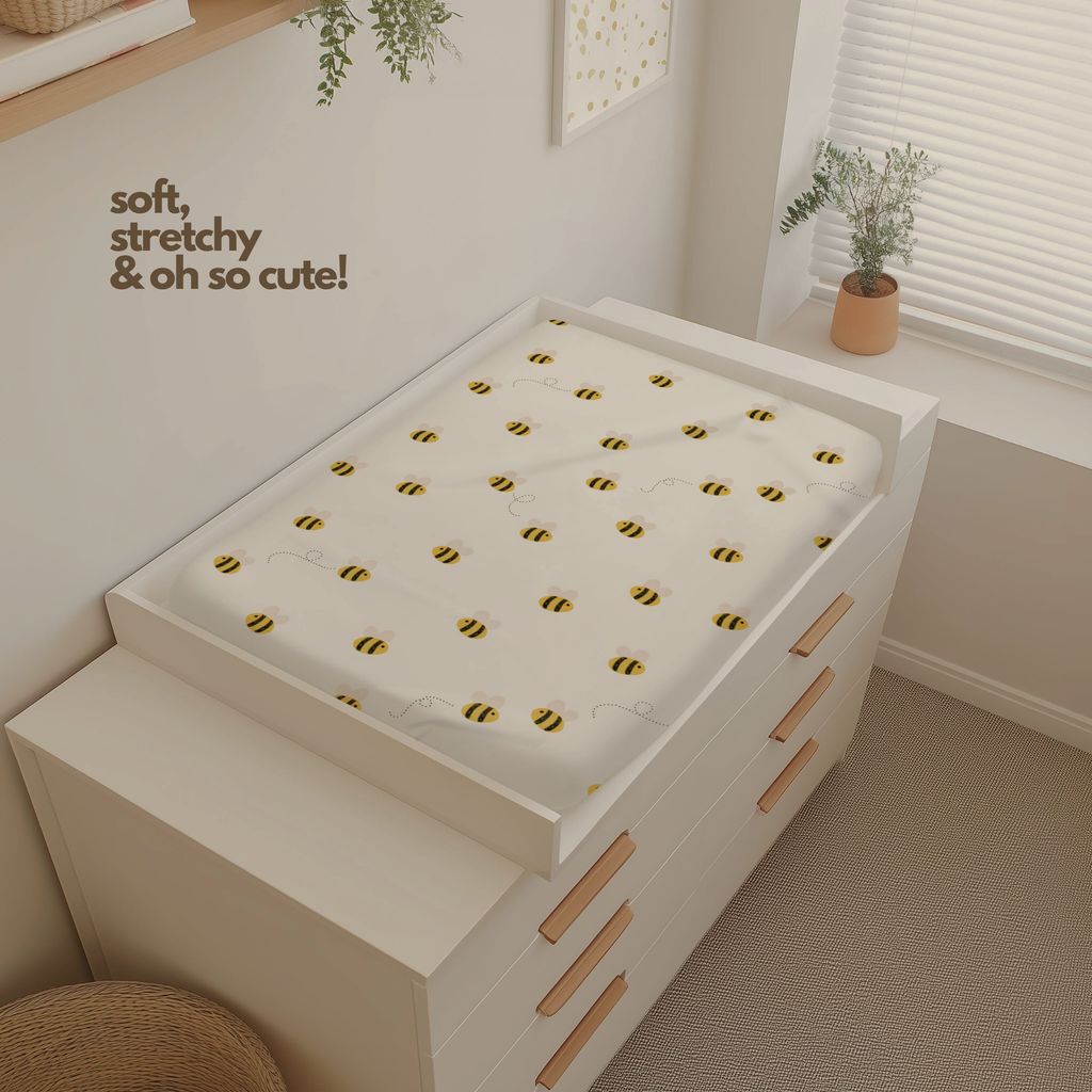 Soft Honey Bee Baby Changing Pad Cover