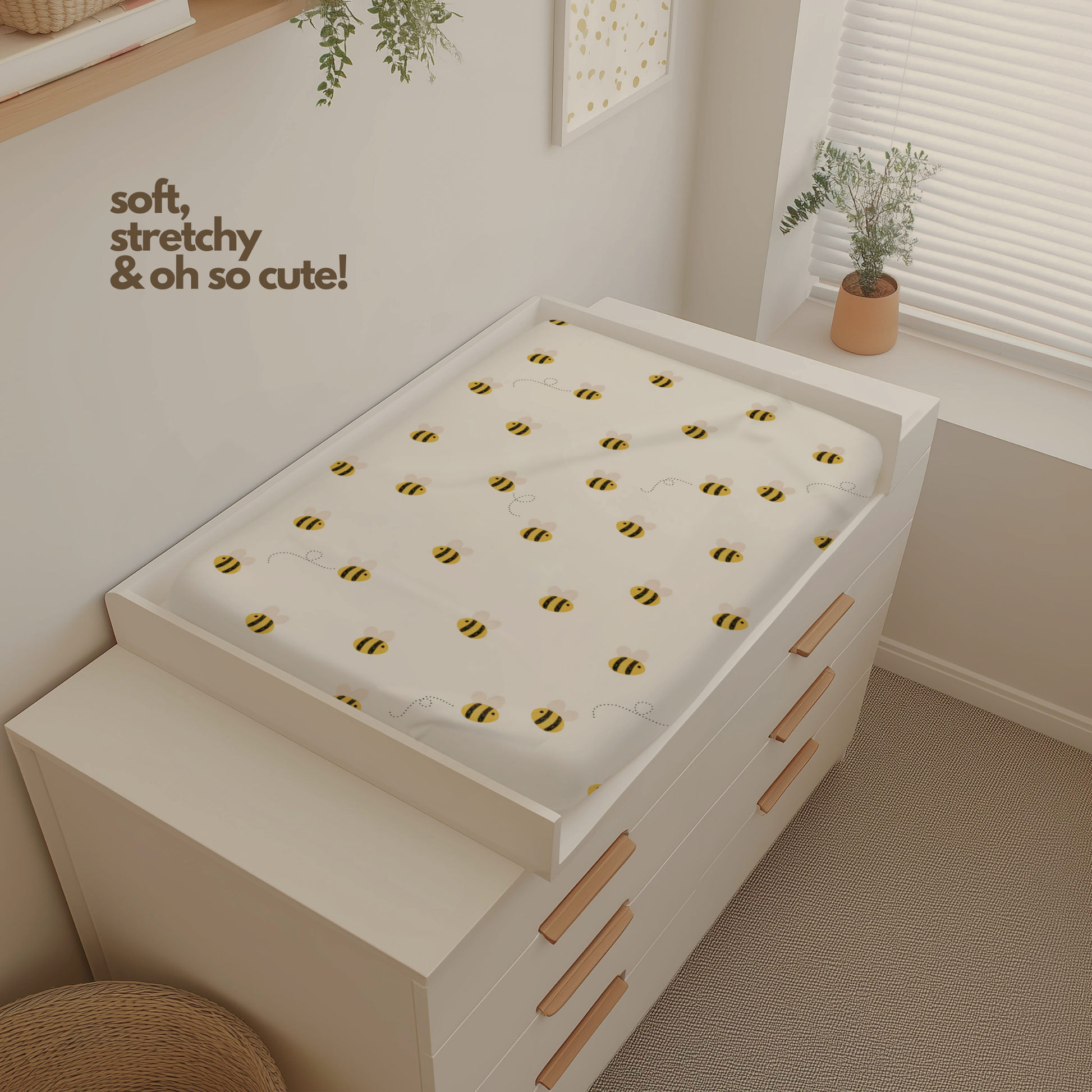 Soft Honey Bee Baby Changing Pad Cover