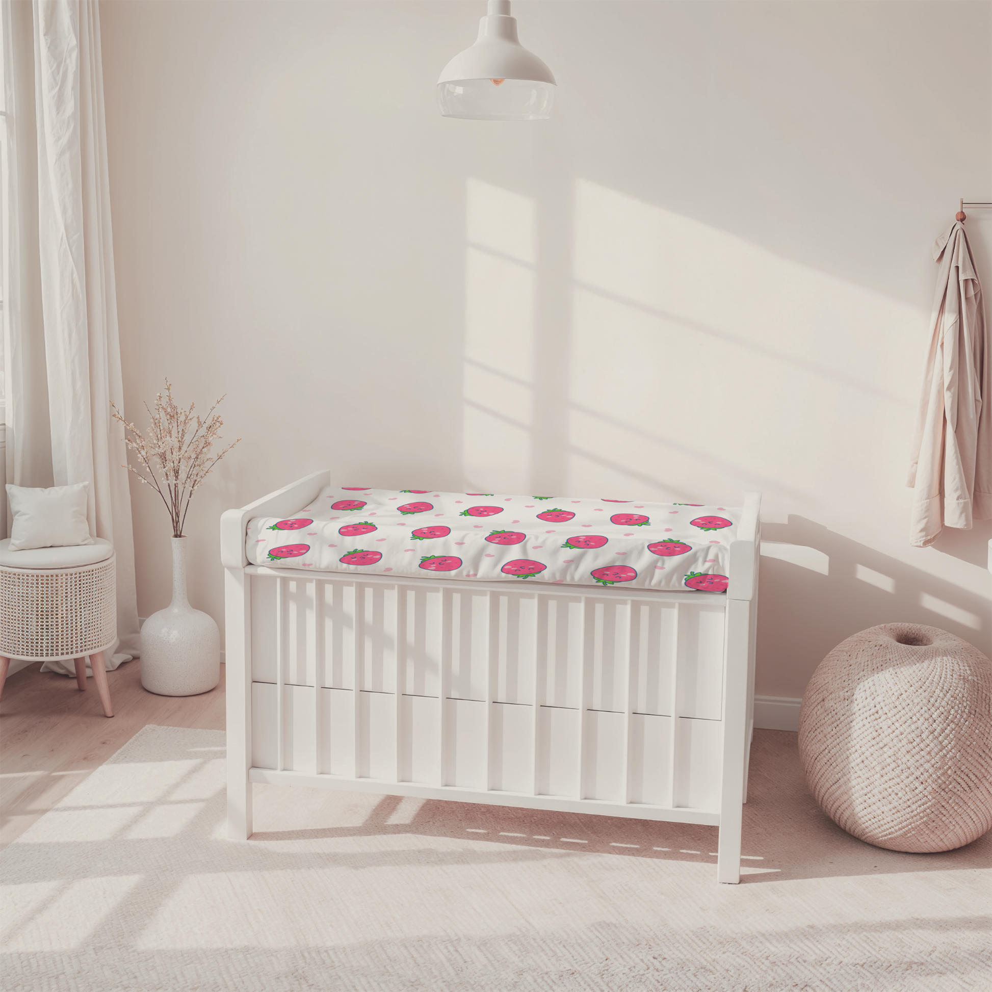 Cute Strawberry Changing Pad Cover