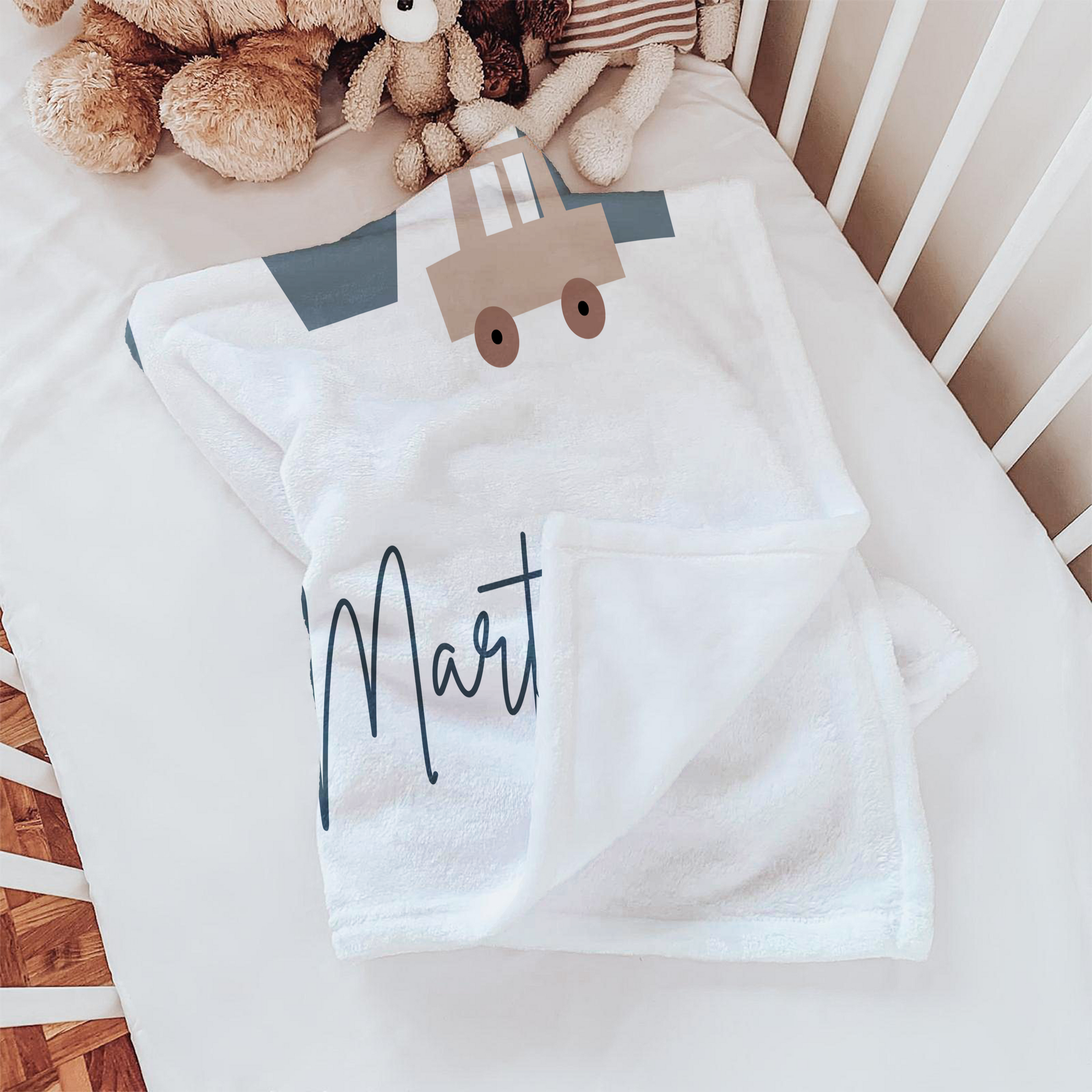 Personalized Blue Striped Baby Blanket