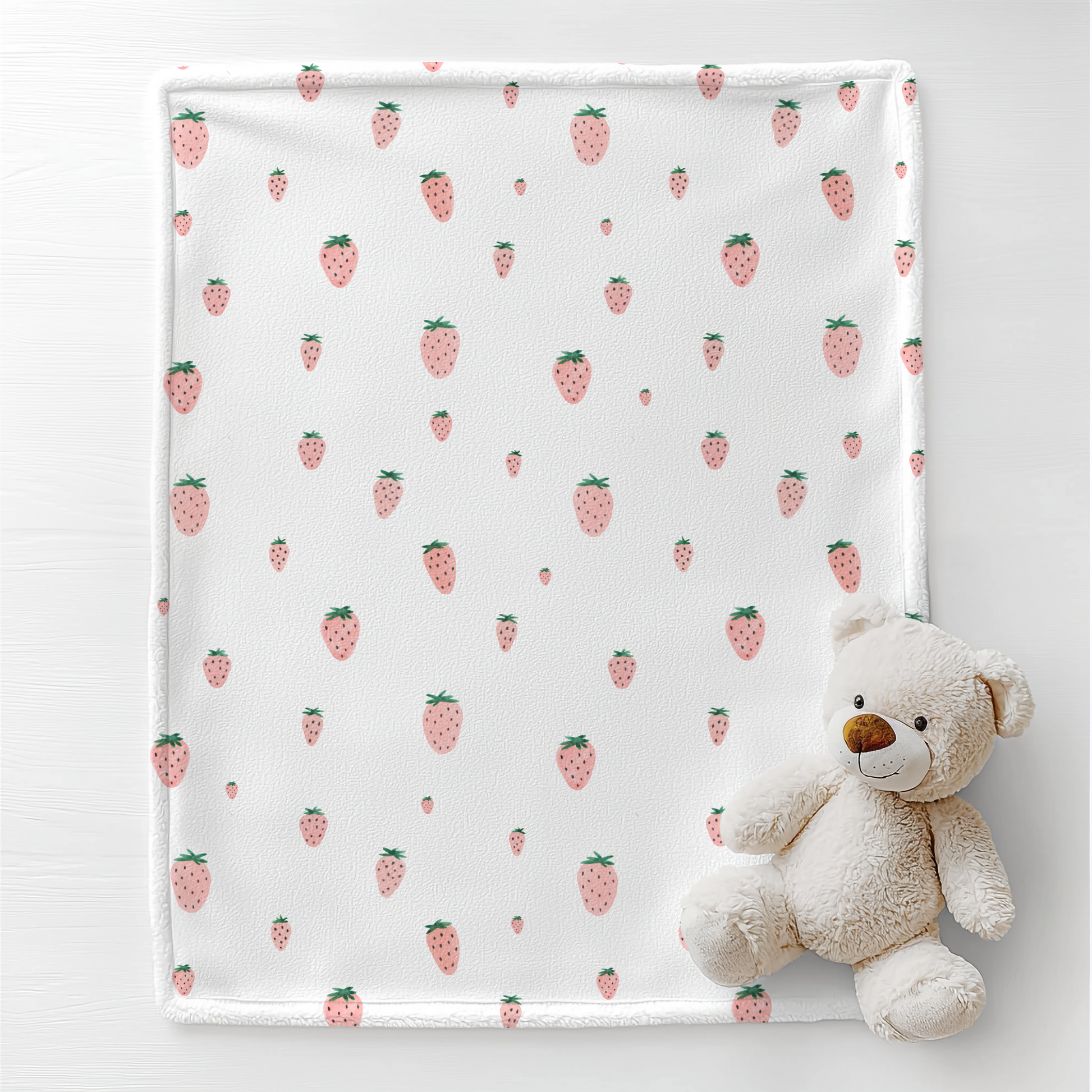 Sweet Strawberry Soft Fleece Baby Blanket