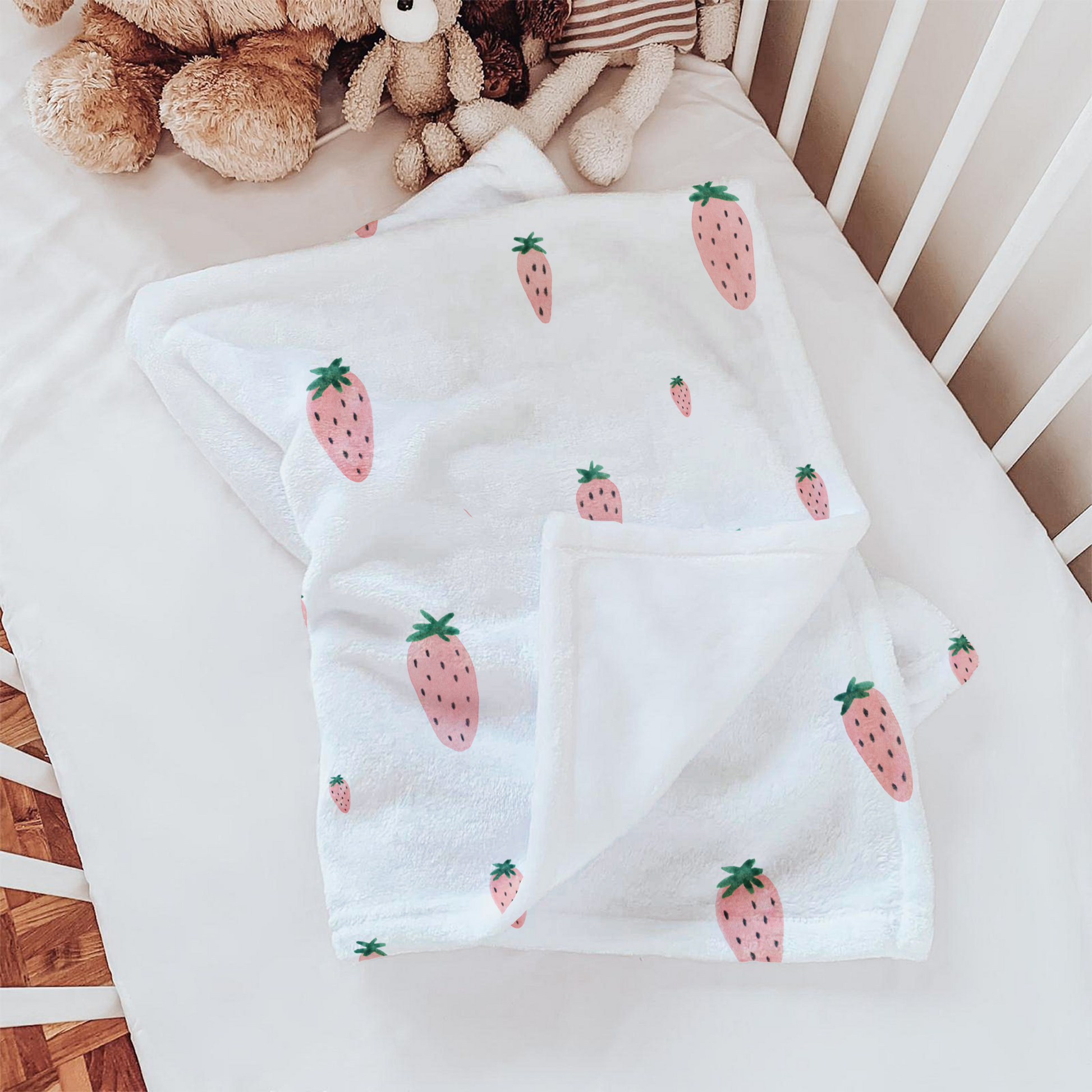 Sweet Strawberry Soft Fleece Baby Blanket