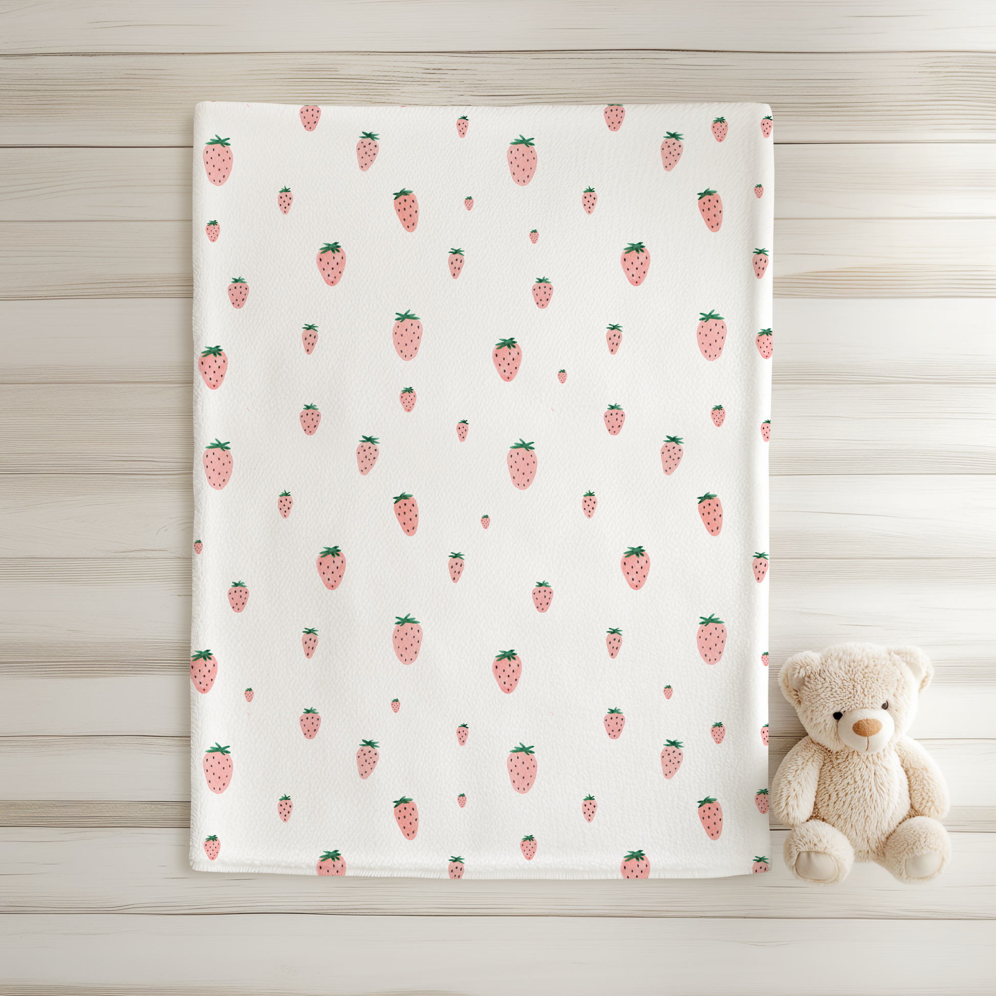Sweet Strawberry Soft Fleece Baby Blanket
