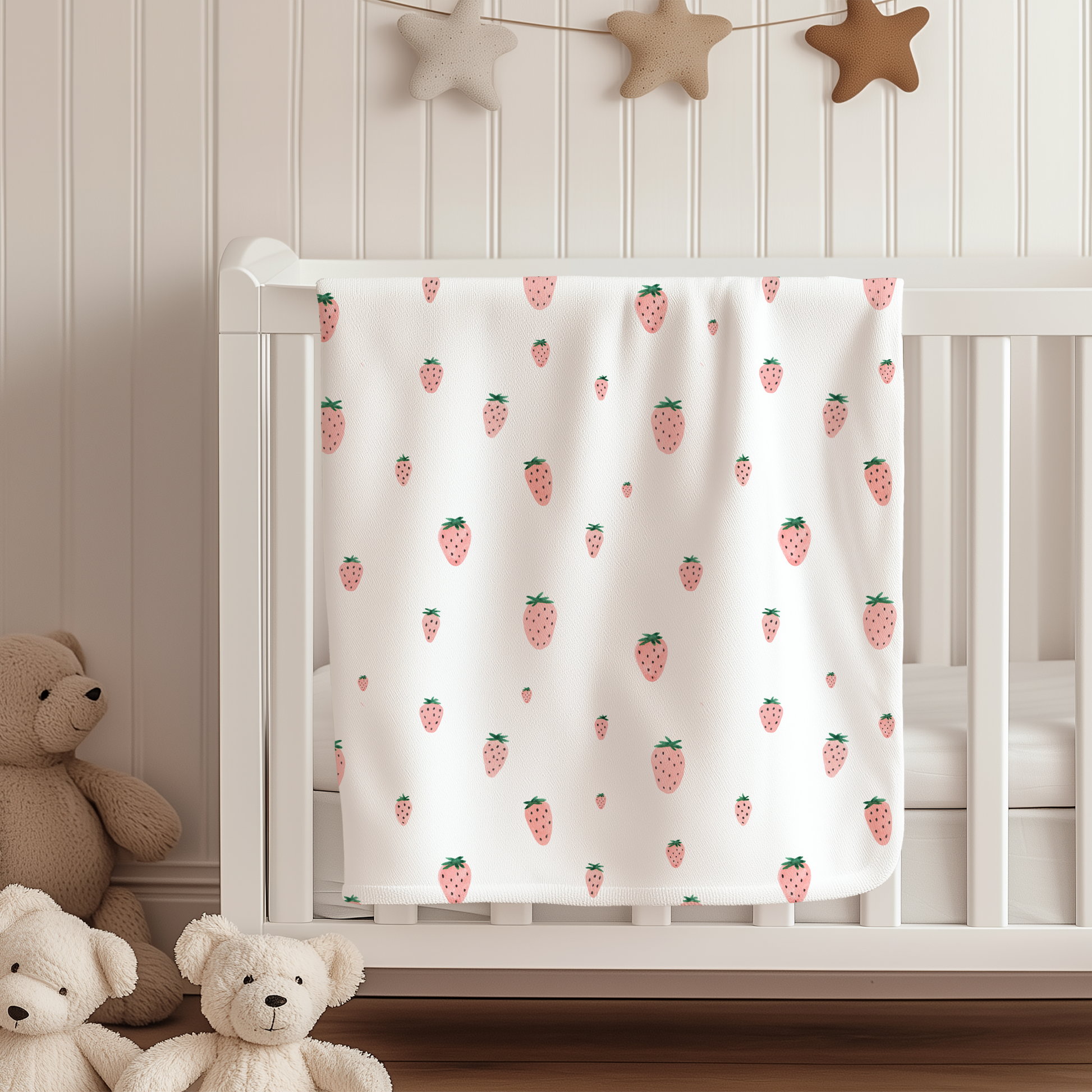 Sweet Strawberry Soft Fleece Baby Blanket