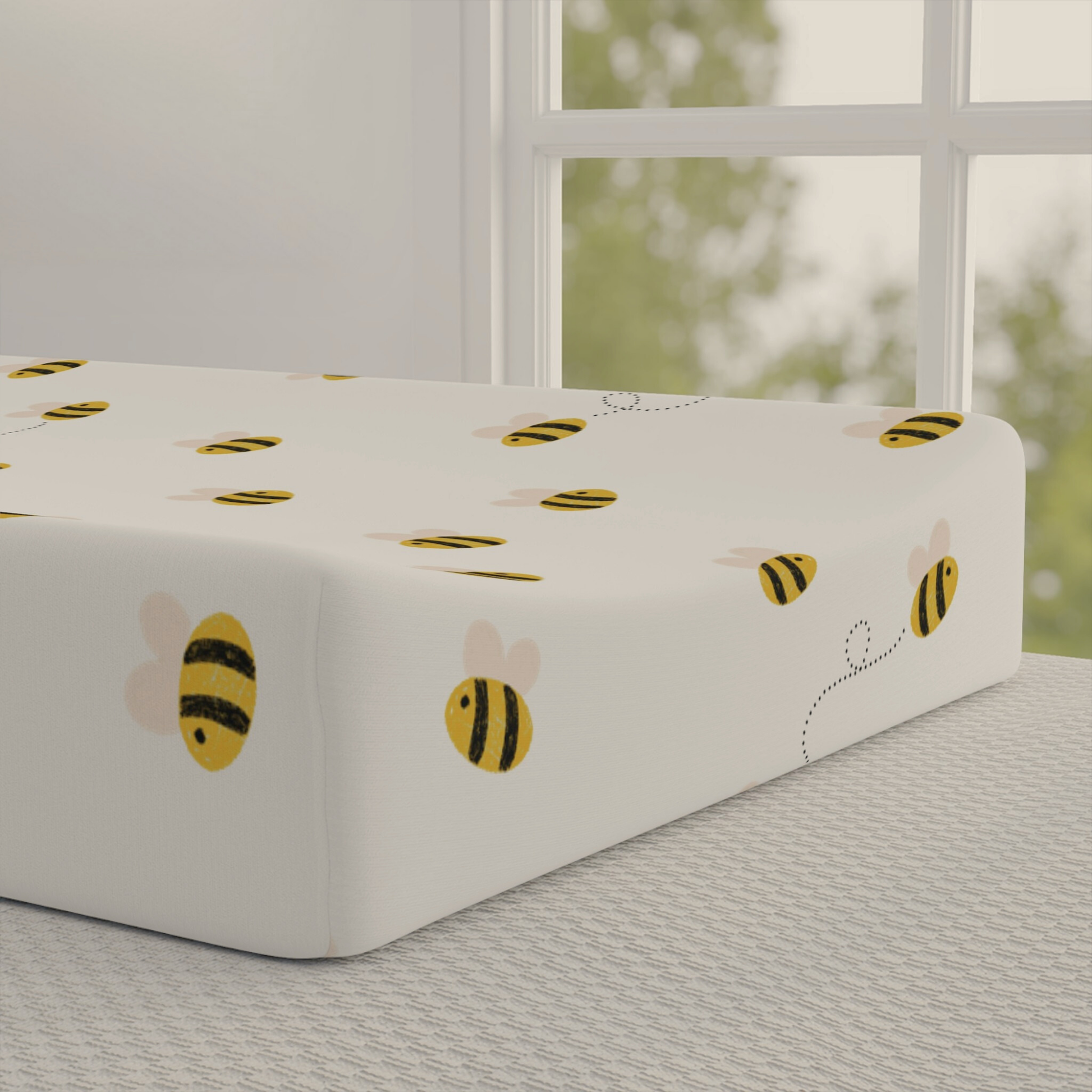Soft Honey Bee Baby Changing Pad Cover
