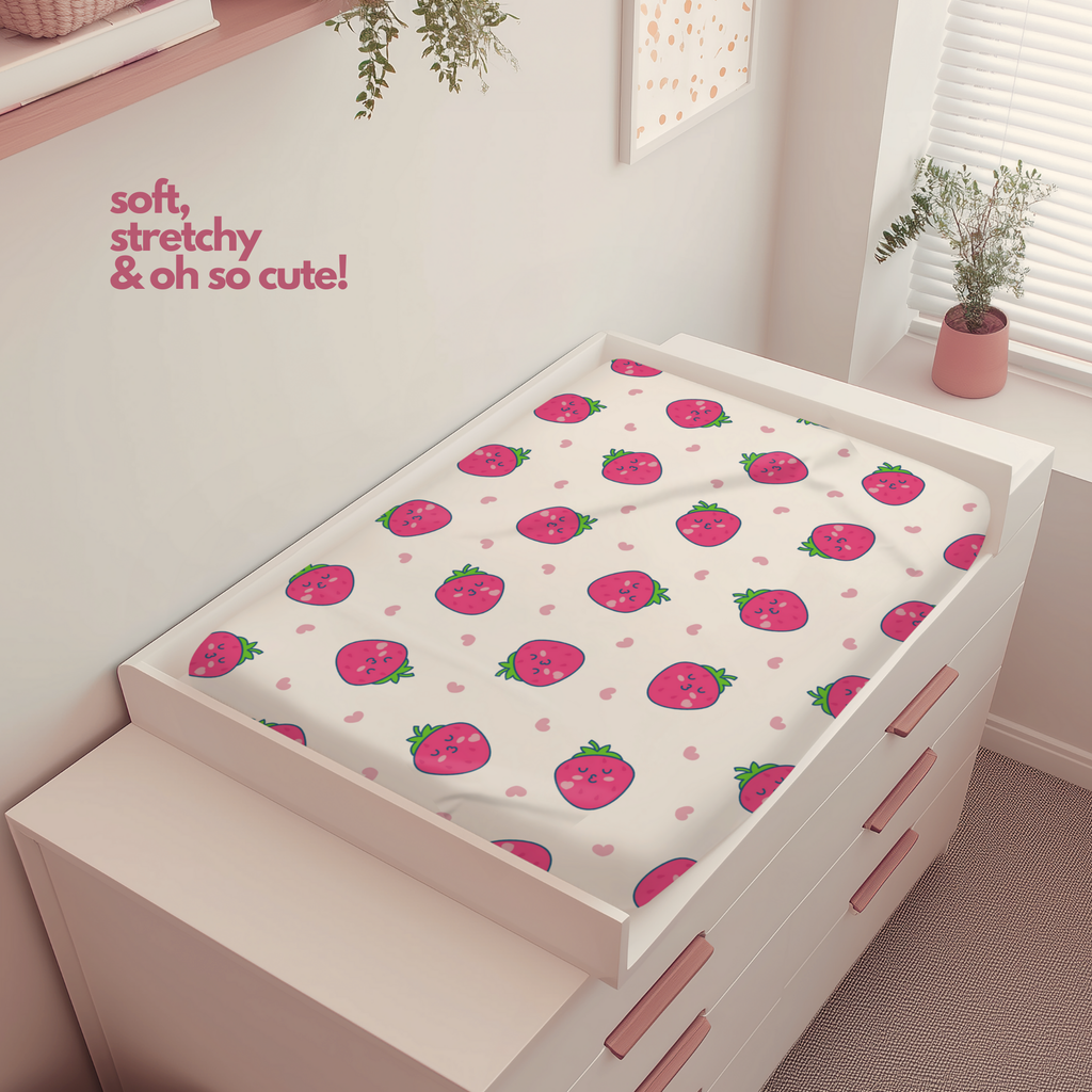 Cute Strawberry Changing Pad Cover