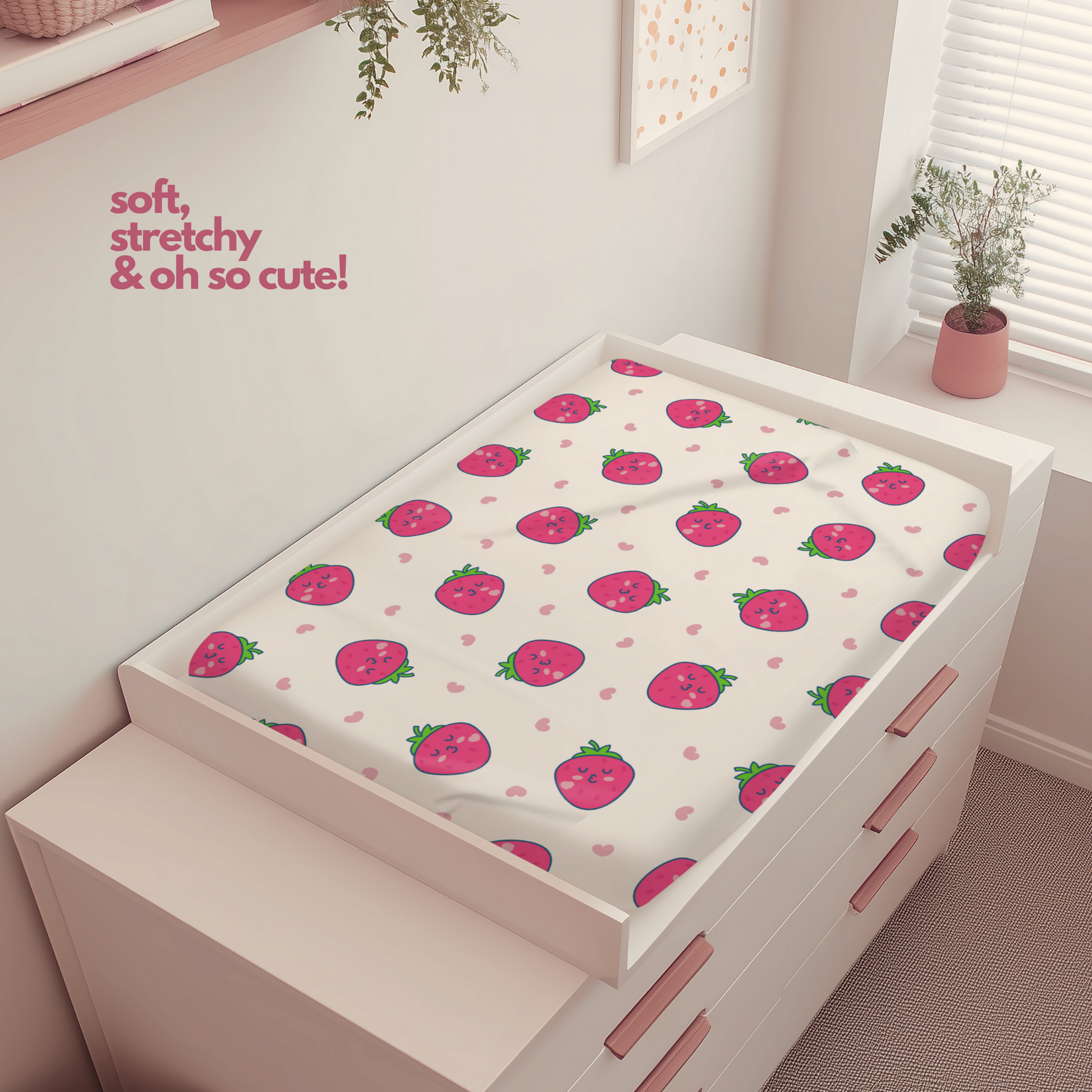 Cute Strawberry Changing Pad Cover